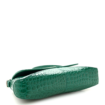 Balenciaga Shiny Super Supple Calfskin Crocodile Embossed Small XX Flap Stretch Bag Jade 4 of 10