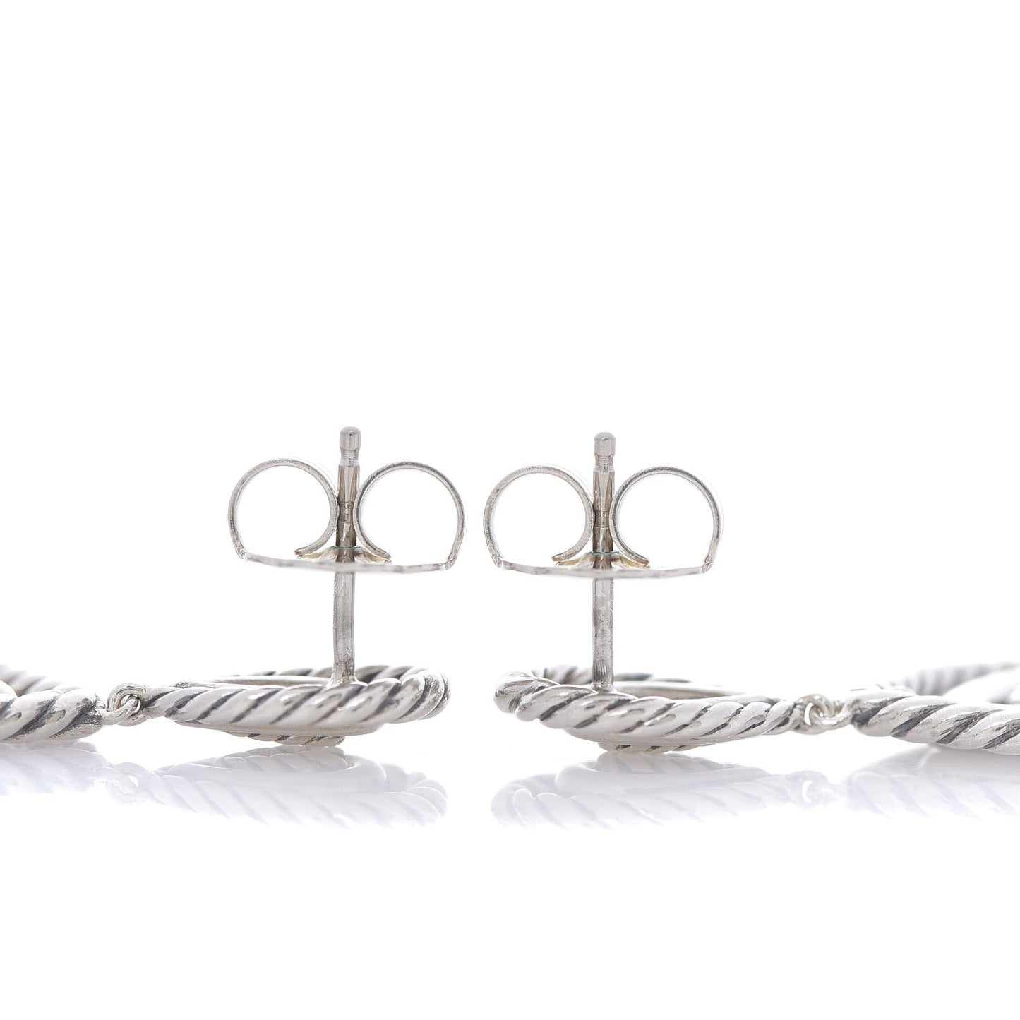 Sterling Silver Diamond Cable Classic Teardrop Earrings