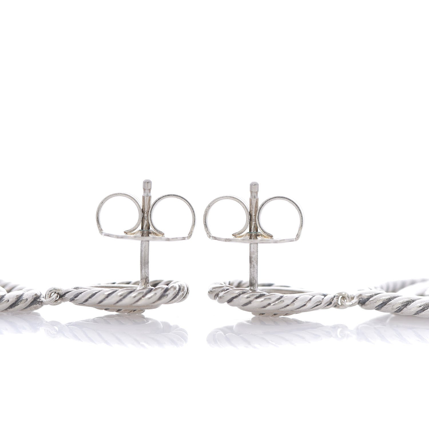 David Yurman Sterling Silver Diamond Cable Classic Teardrop Earrings 3 of 4