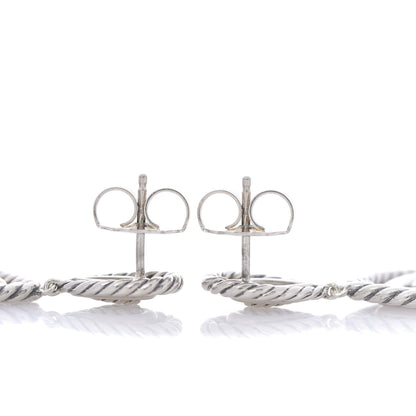 David Yurman Sterling Silver Diamond Cable Classic Teardrop Earrings 3 of 4