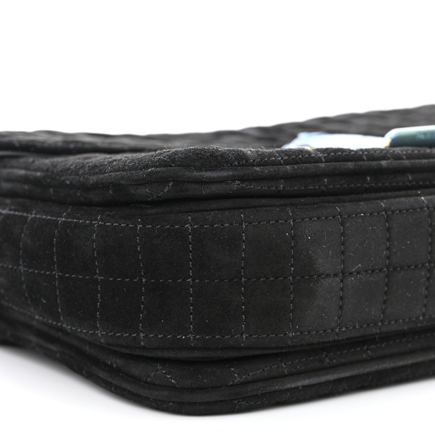Suede Quilted Medium C Bag Black