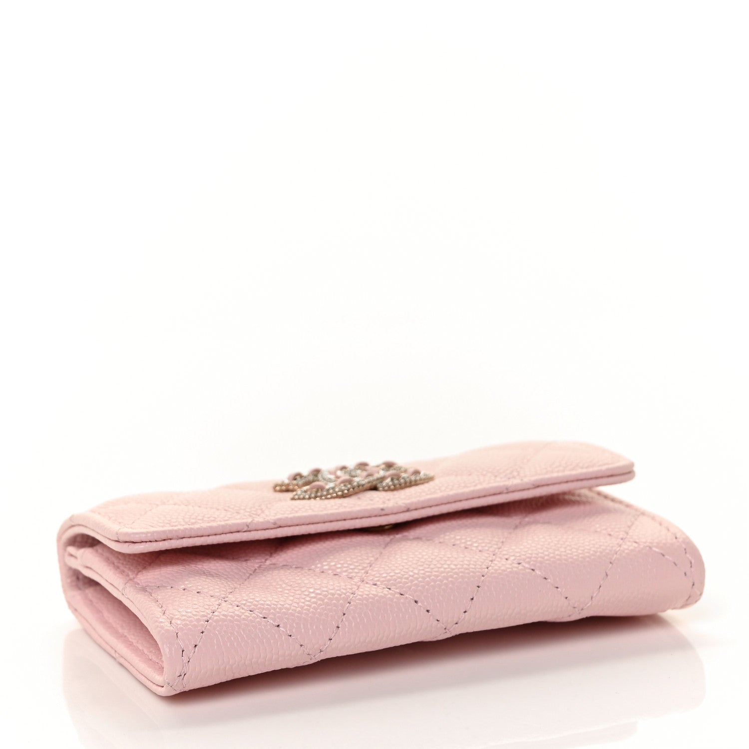 Chanel Caviar Quilted Crystal CC Flap Card Holder Pink 4 of 11