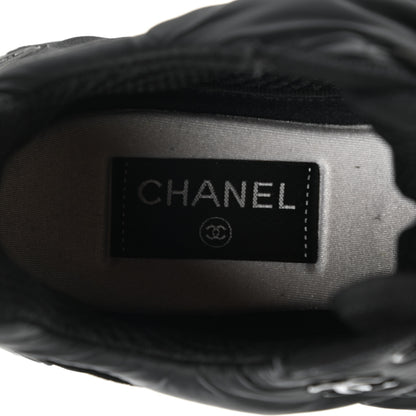 Chanel Nylon Calfskin Suede CC Sneakers 37.5 Black 7 of 10