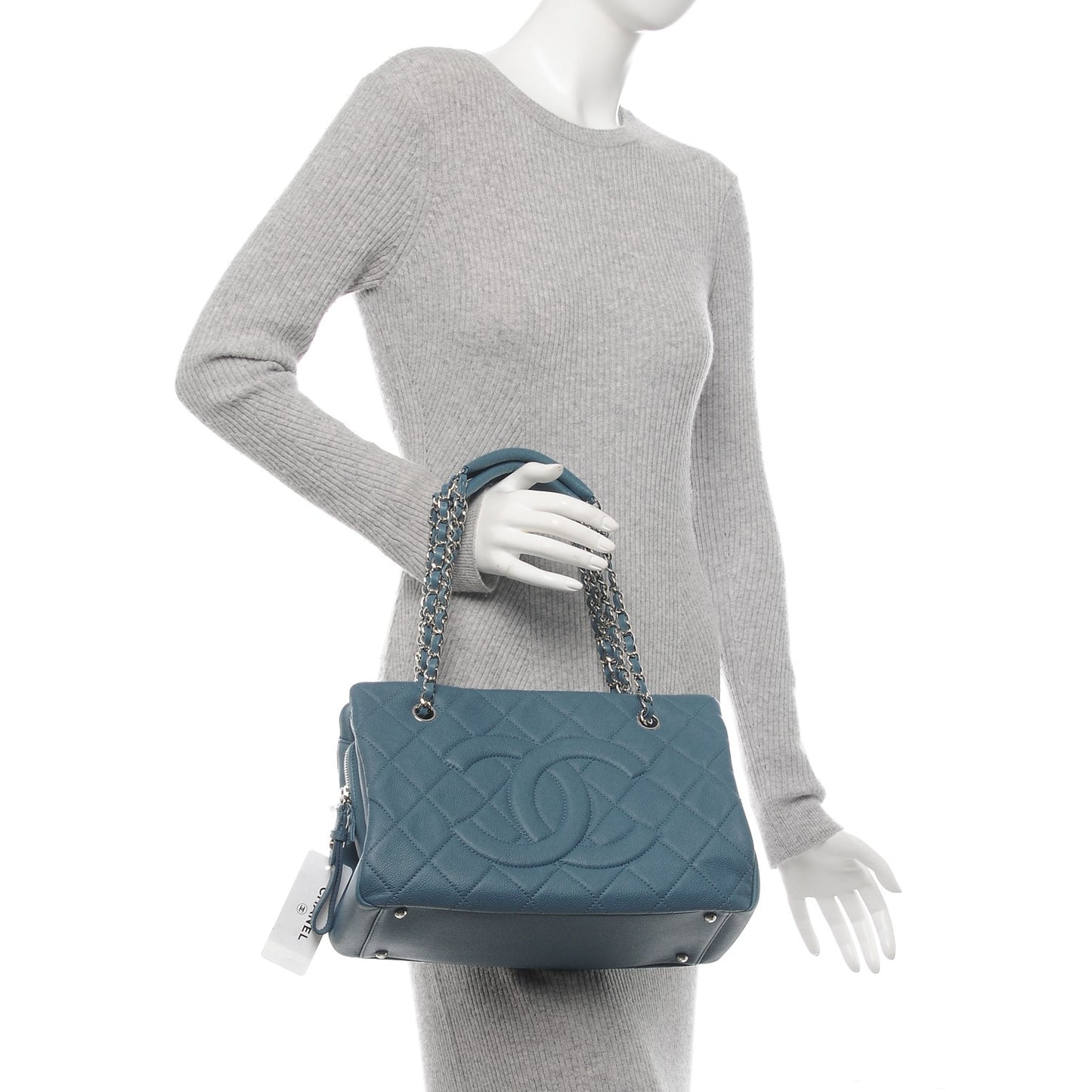 Caviar Quilted Timeless CC Tote Blue