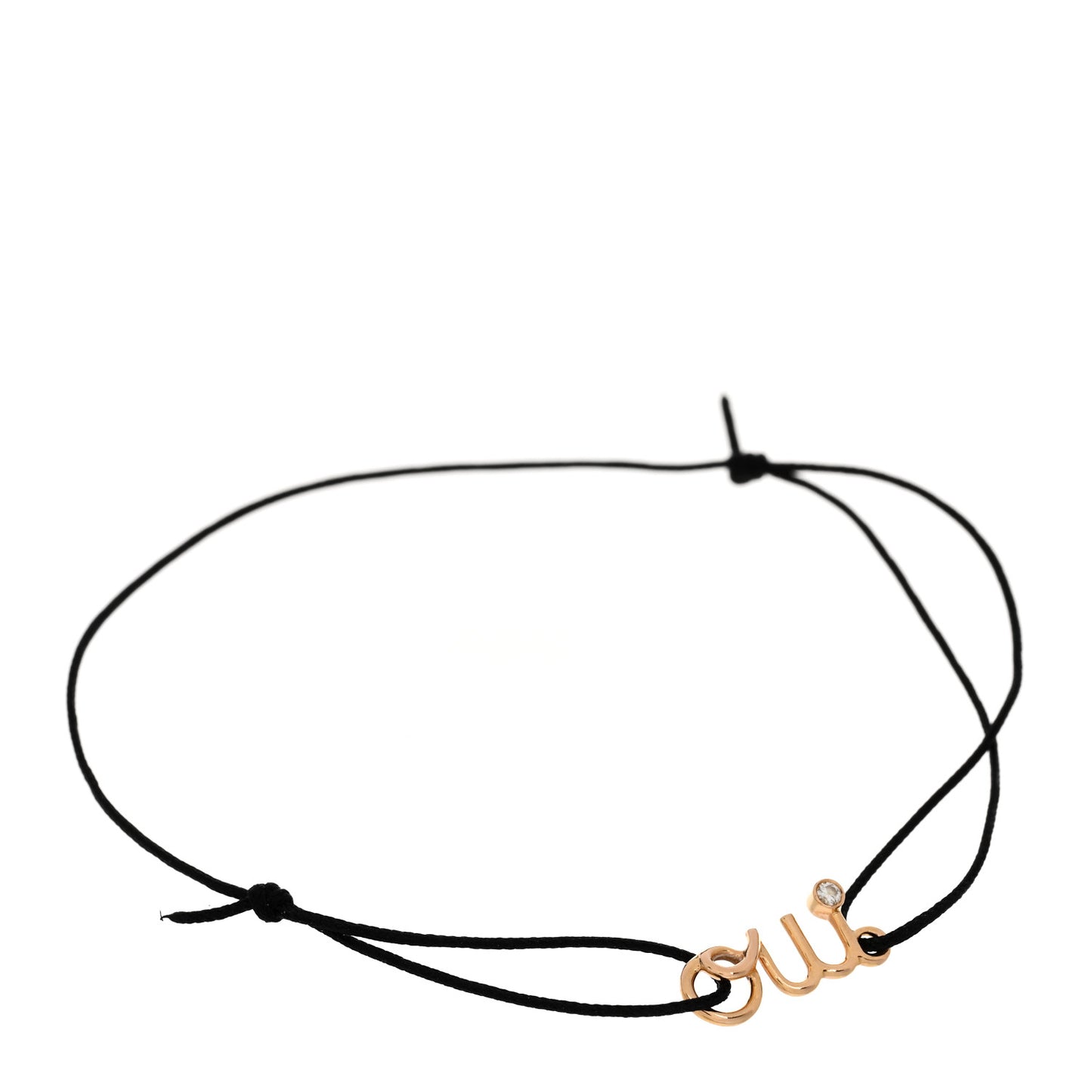 18K Rose Gold Diamond Oui Cord Bracelet Black