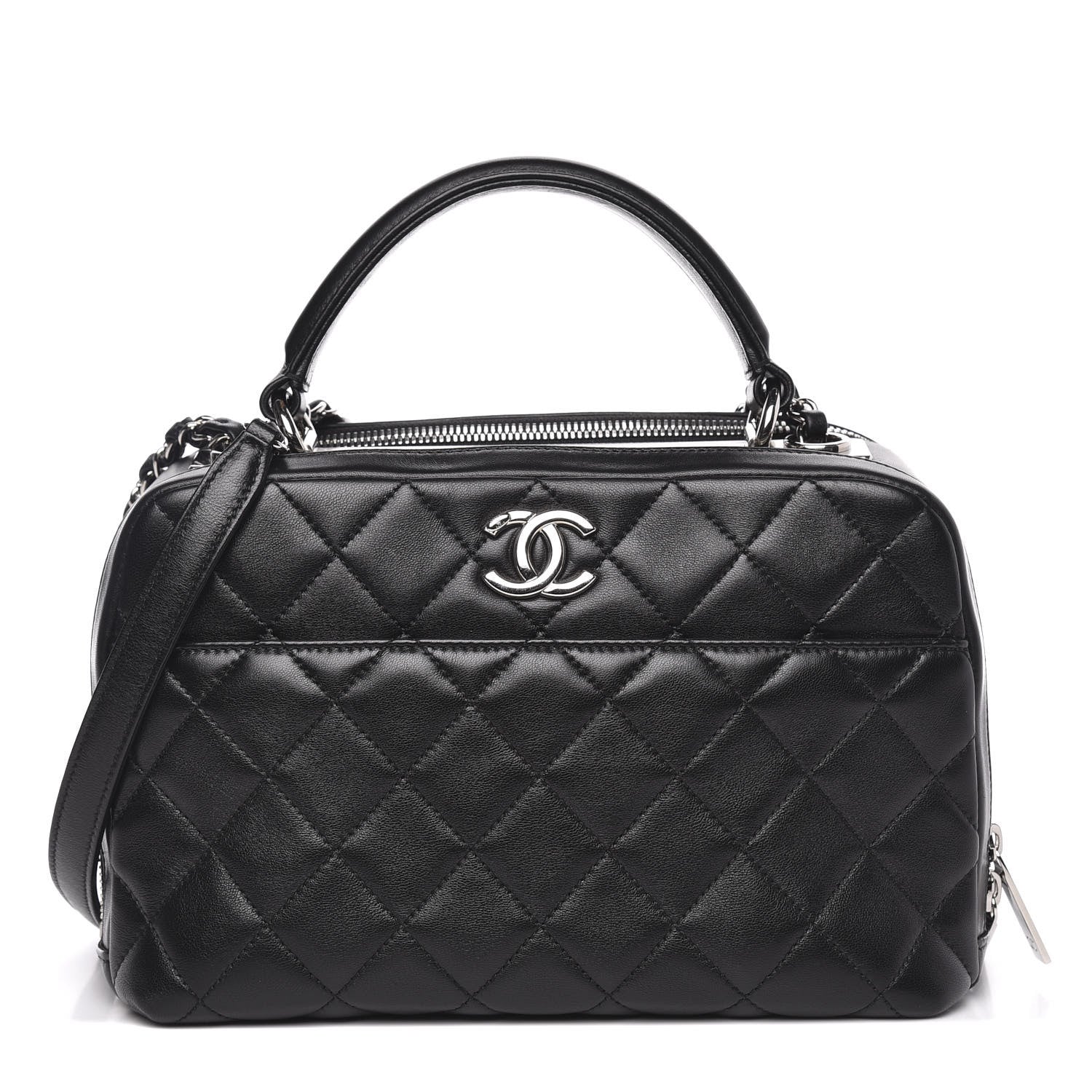 Chanel Lambskin Quilted Small Trendy CC Bowling Bag Black 1 of 15