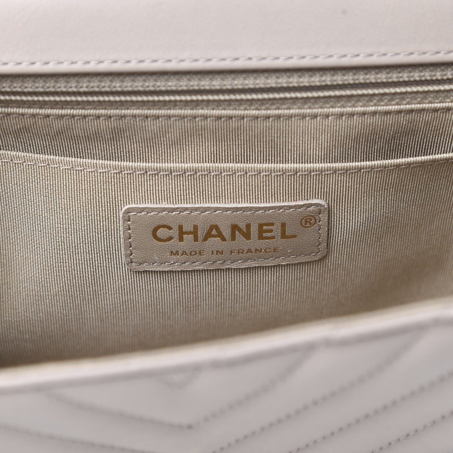 Calfskin Chevron Quilted Small Statement Flap Grey