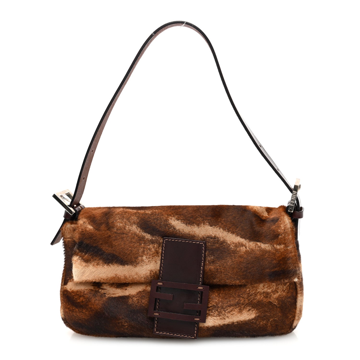 Fendi Calf Hair Zebra Print Baguette Brown 1 of 9