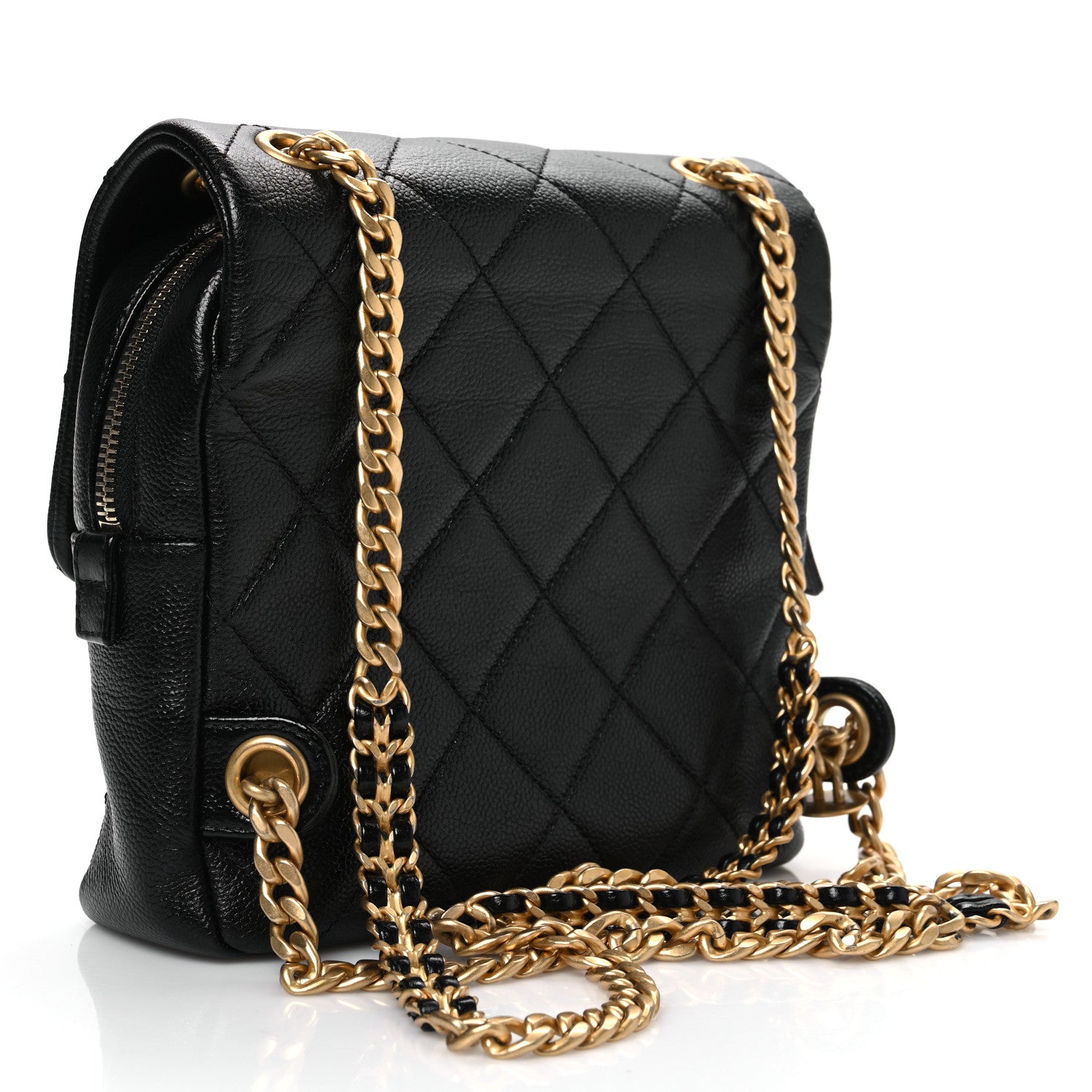 Chanel Shiny Caviar Quilted Chain Melody Backpack Black 3 of 12