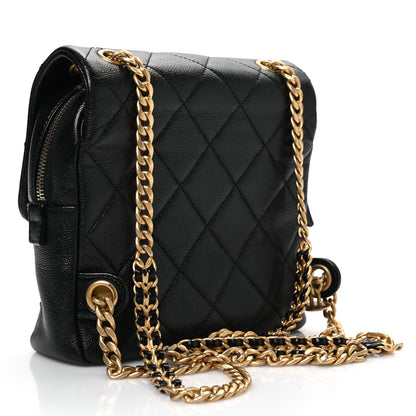 Chanel Shiny Caviar Quilted Chain Melody Backpack Black 3 of 12