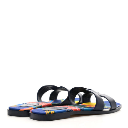 Hermes Calfskin Toucans de Paradis Oran Sandals 40 Bleu Indigo 4 of 9