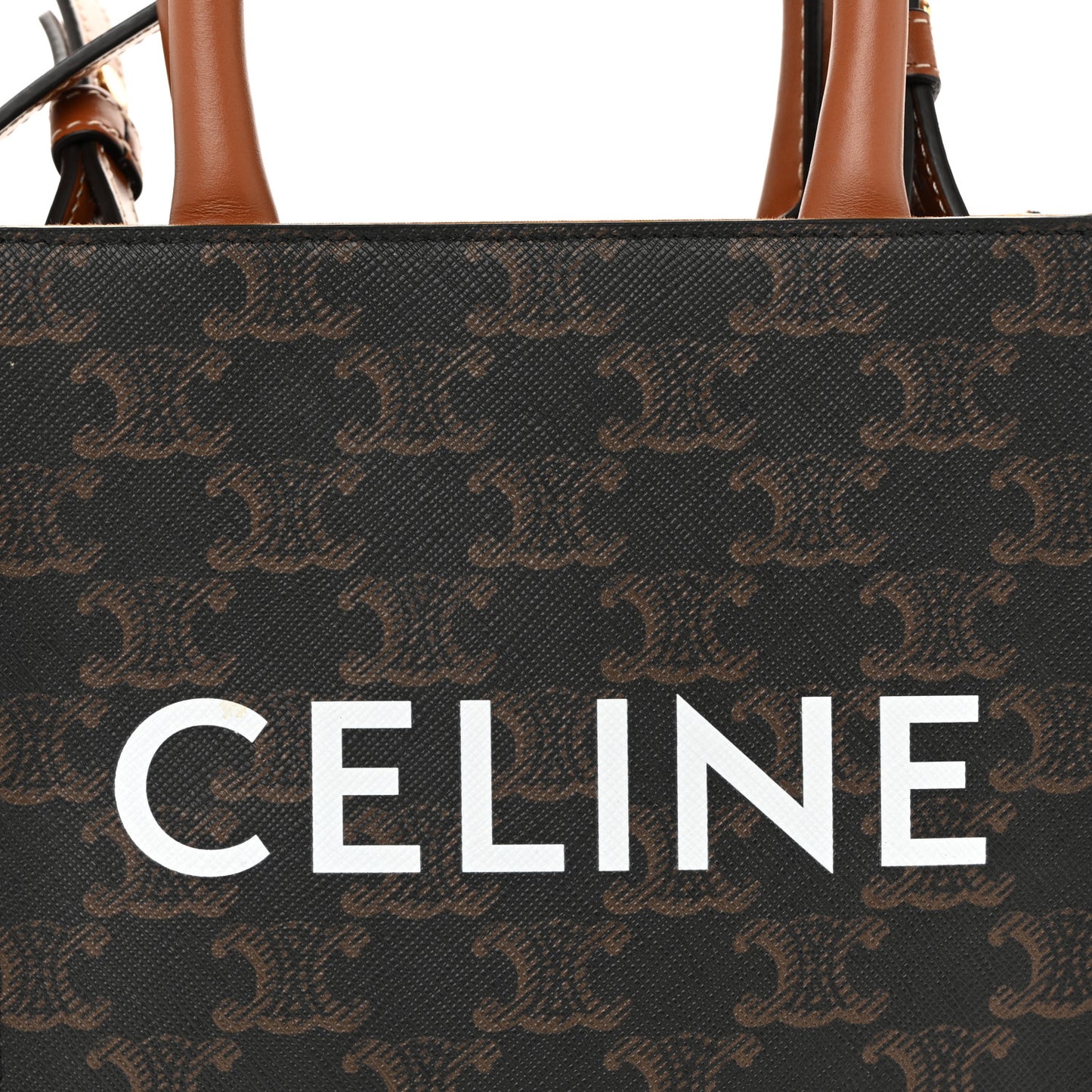 Triomphe Canvas Calfskin Mini Vertical Cabas Tan