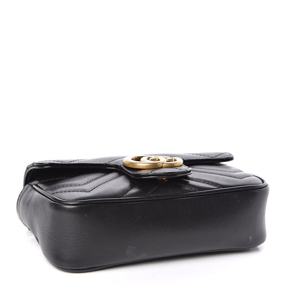 Gucci Calfskin Matelasse Super Mini GG Marmont Shoulder Bag Black 4 of 11