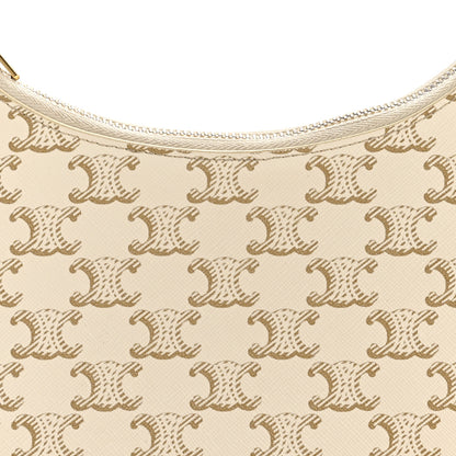 Celine Canvas Calfskin Ava Triomphe Shoulder Bag White 9 of 14