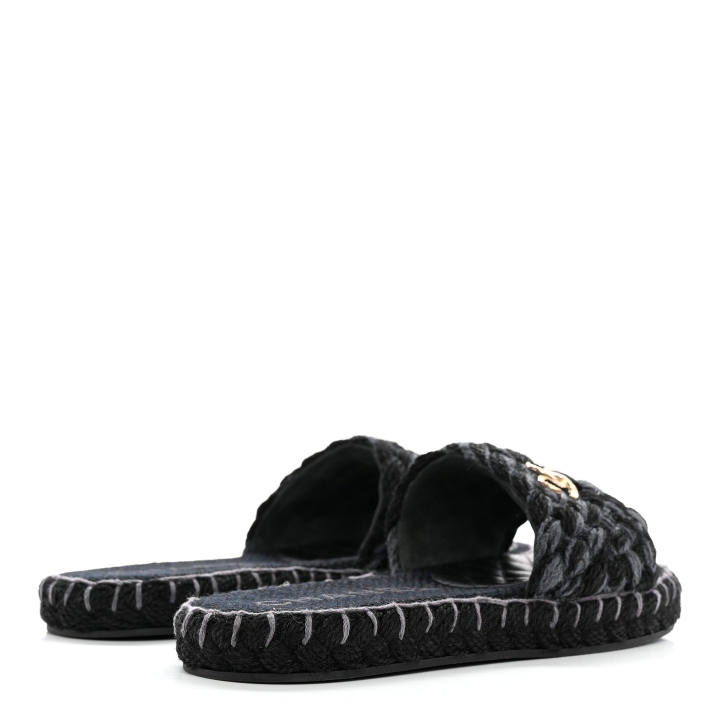 Knit Braided Slide Sandals 39 Black
