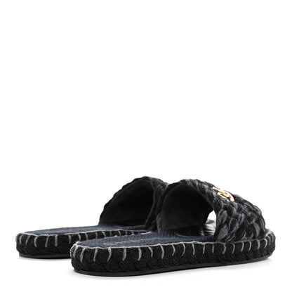 Chanel Knit Braided Slide Sandals 39 Black 4 of 10