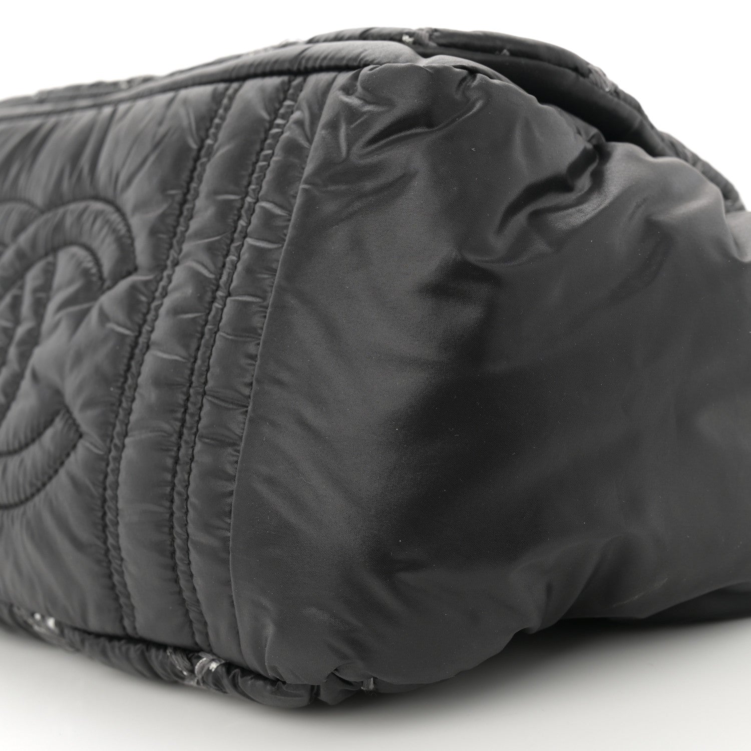 Chanel Nylon Quilted Tweed Stitch Bubble Accordion Flap Black 10 of 12