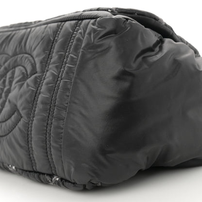 Chanel Nylon Quilted Tweed Stitch Bubble Accordion Flap Black 10 of 12