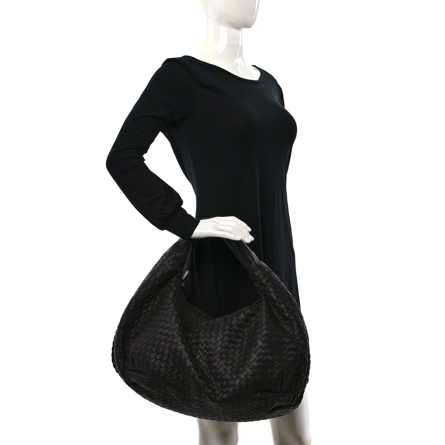 Nappa Intrecciato Large Veneta Hobo Ebano