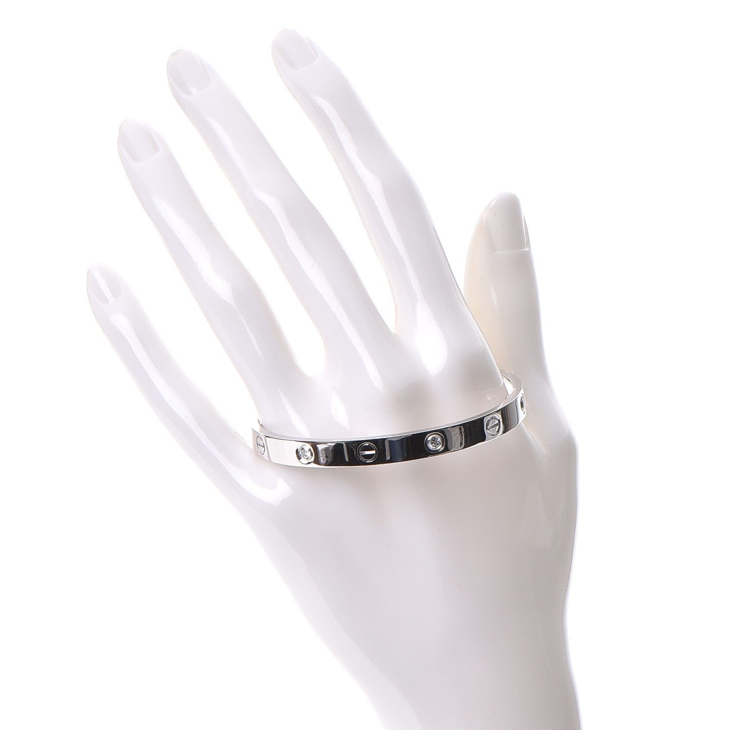 Cartier 18K White Gold 4 Diamond LOVE Bracelet 17 2 of 11