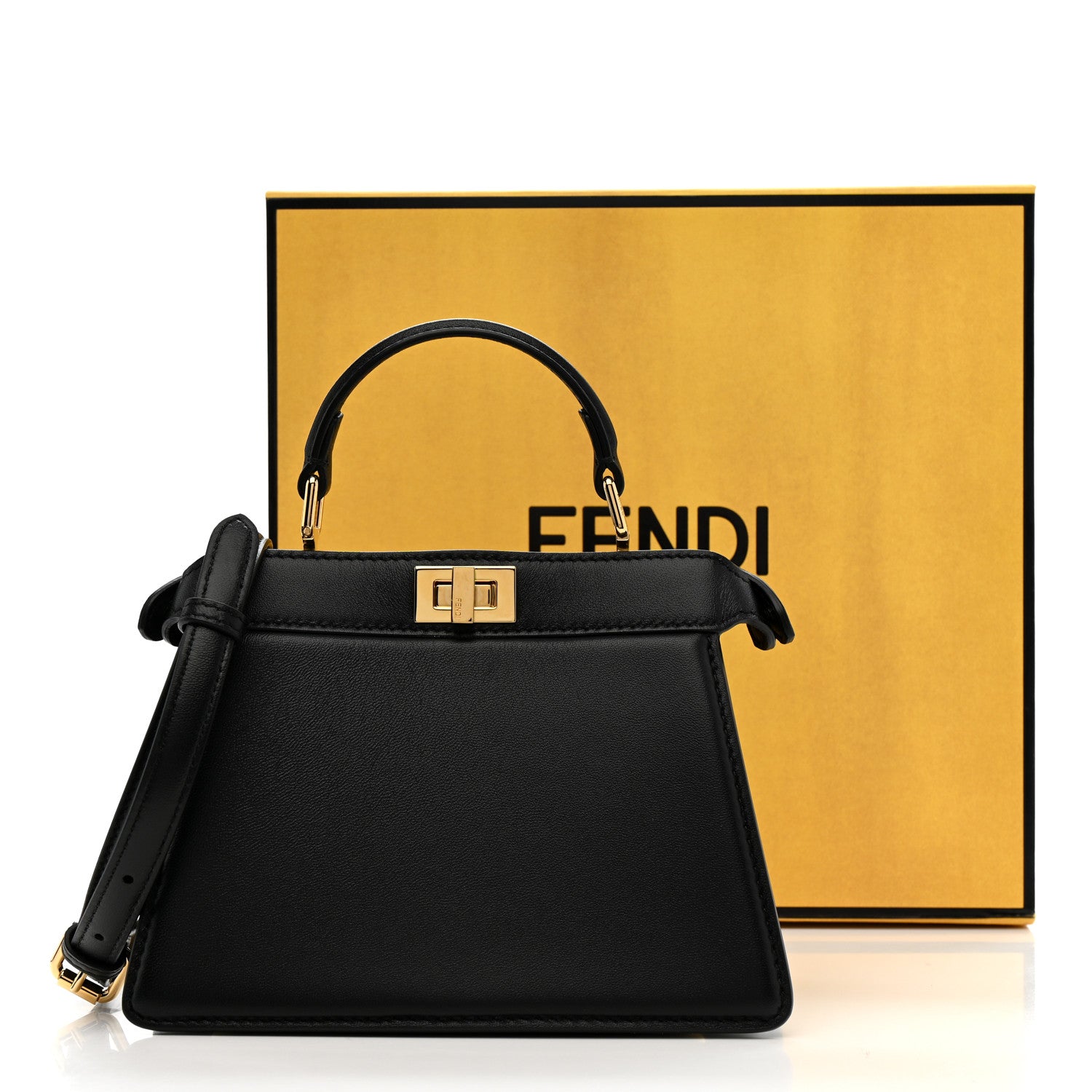 Fendi Shiny Nappa Petite Peekaboo I SEE U Satchel Black 10 of 12