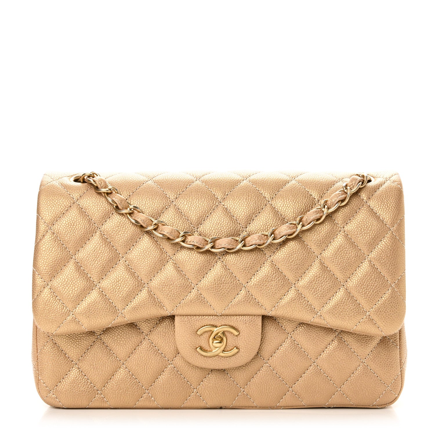 Chanel Pearly Caviar Quilted Jumbo Double Flap Gold 1 of 10