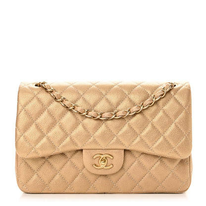 Chanel Pearly Caviar Quilted Jumbo Double Flap Gold 1 of 10