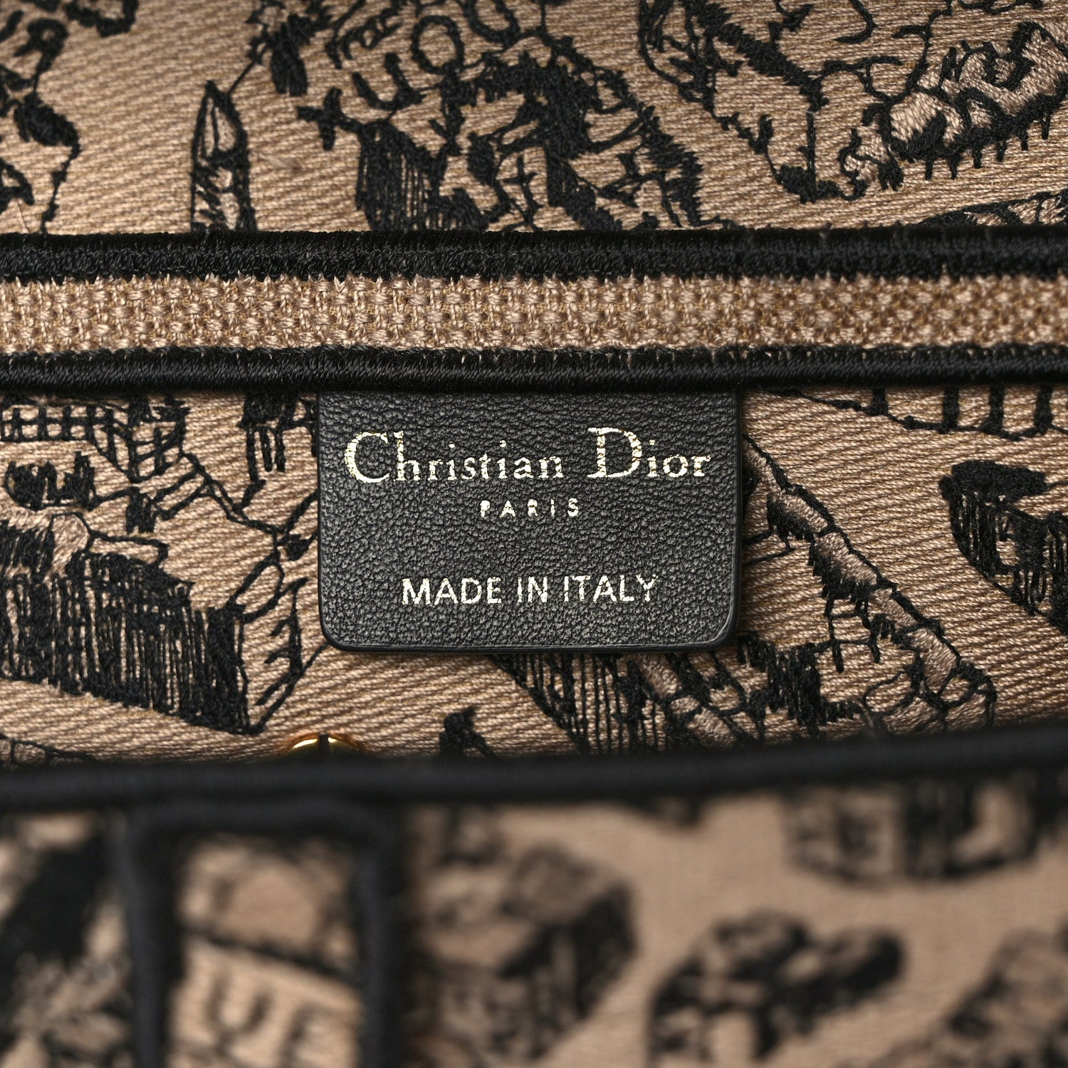 Christian Dior Canvas Embroidered Plan De Paris Printed Saddle Bag Beige Black 5 of 7
