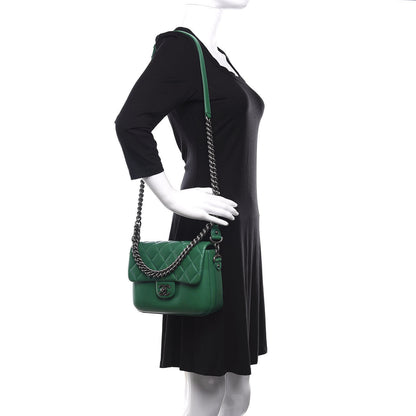 Chanel Calfskin Quilted Medium Rock My Shoulder Flap Green 2 of 10
