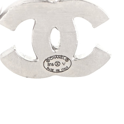 Chanel Crystal CC Flower Dangle Earrings Silver 4 of 5