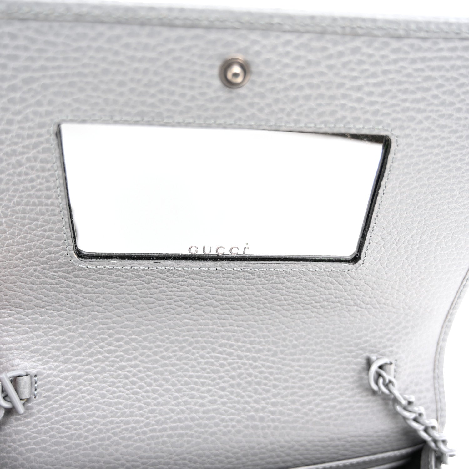 Gucci Dollar Calfskin Enamel Monochrome Mini GG Marmont Chain Wallet Deep Grey 10 of 10