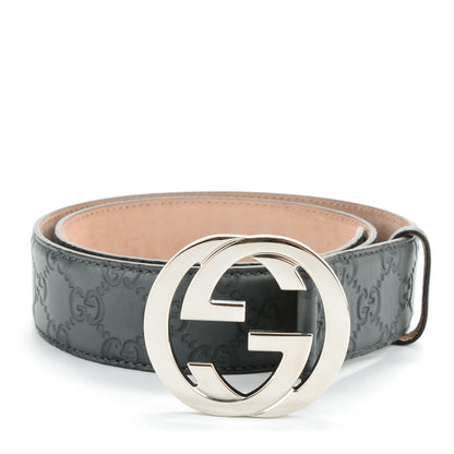 Gucci Guccissima Interlocking G Belt 85 34 Dark Grey 1 of 5