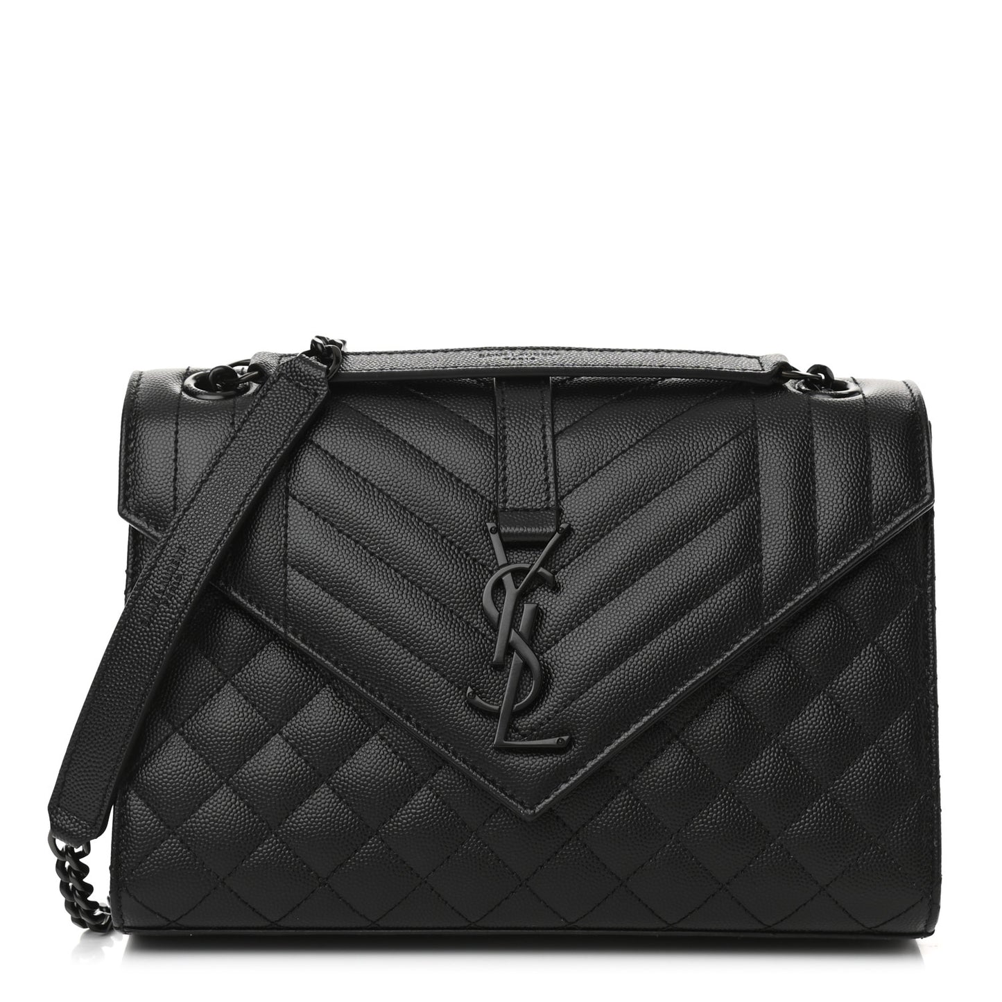 Grain De Poudre Textured Mixed Matelasse Triquilt Medium Monogram Satchel Black