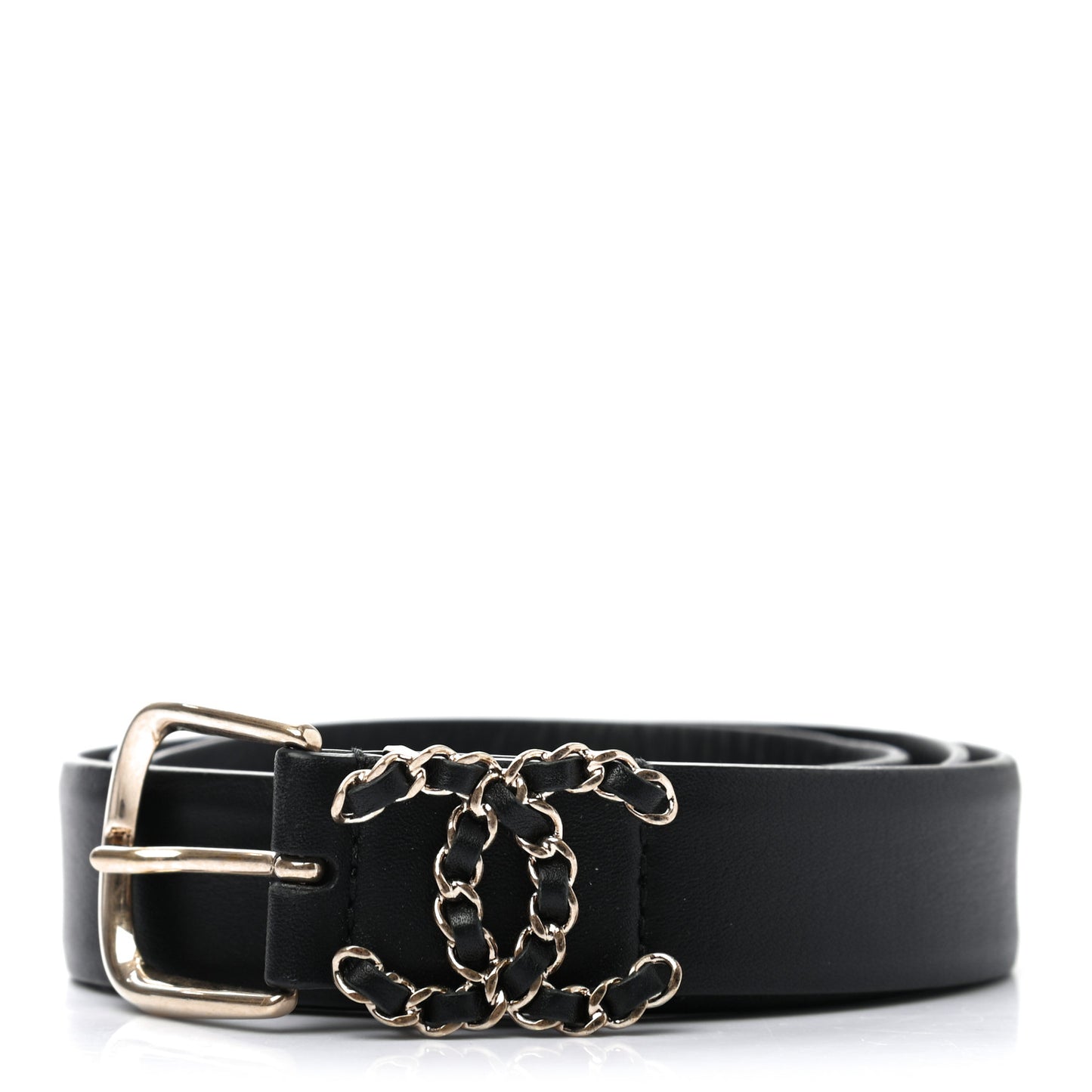 Calfskin CC Chain Belt 75 30 Black