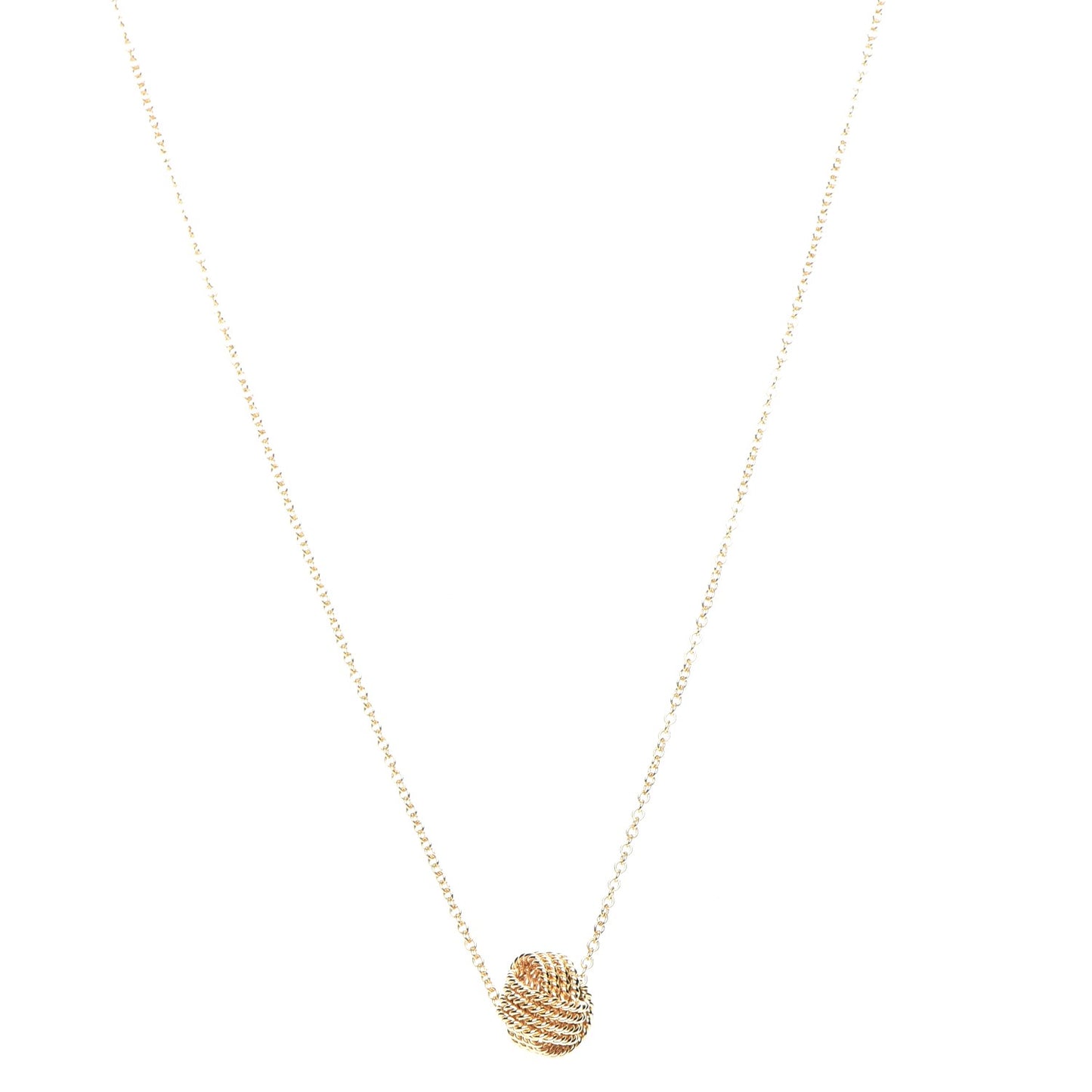 18K Yellow Gold Twist Knot Pendant Necklace