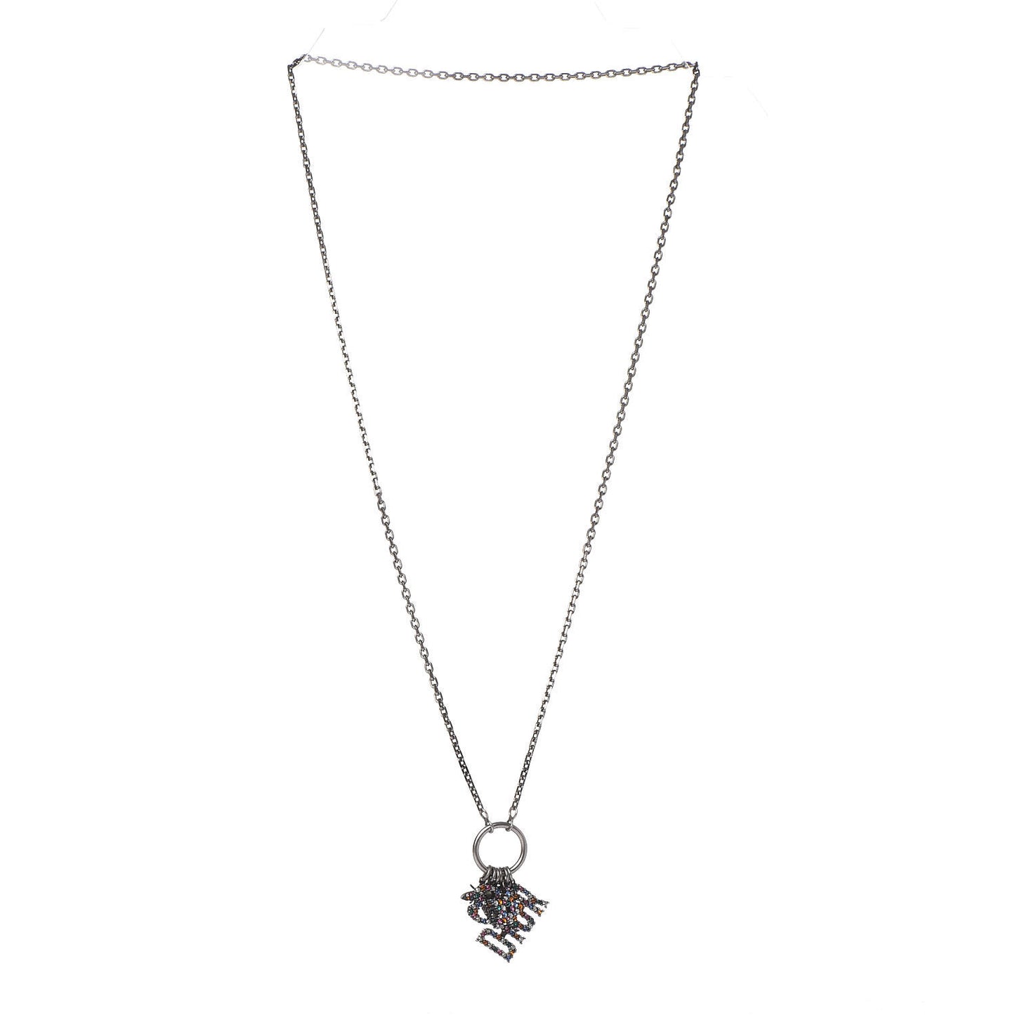 Metal Crystal Charms Necklace Multicolor