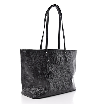 MCM Visetos Medium Anya Zip Top Shopper Tote Black 3 of 10