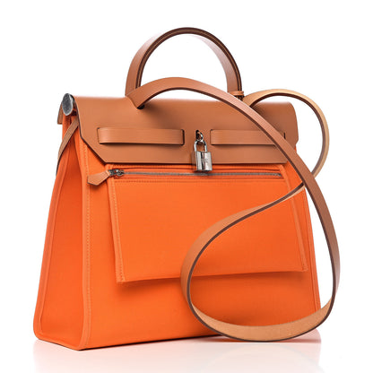 Hermes Vache Hunter Toile Herbag Zip 31 PM Orange 4 of 12