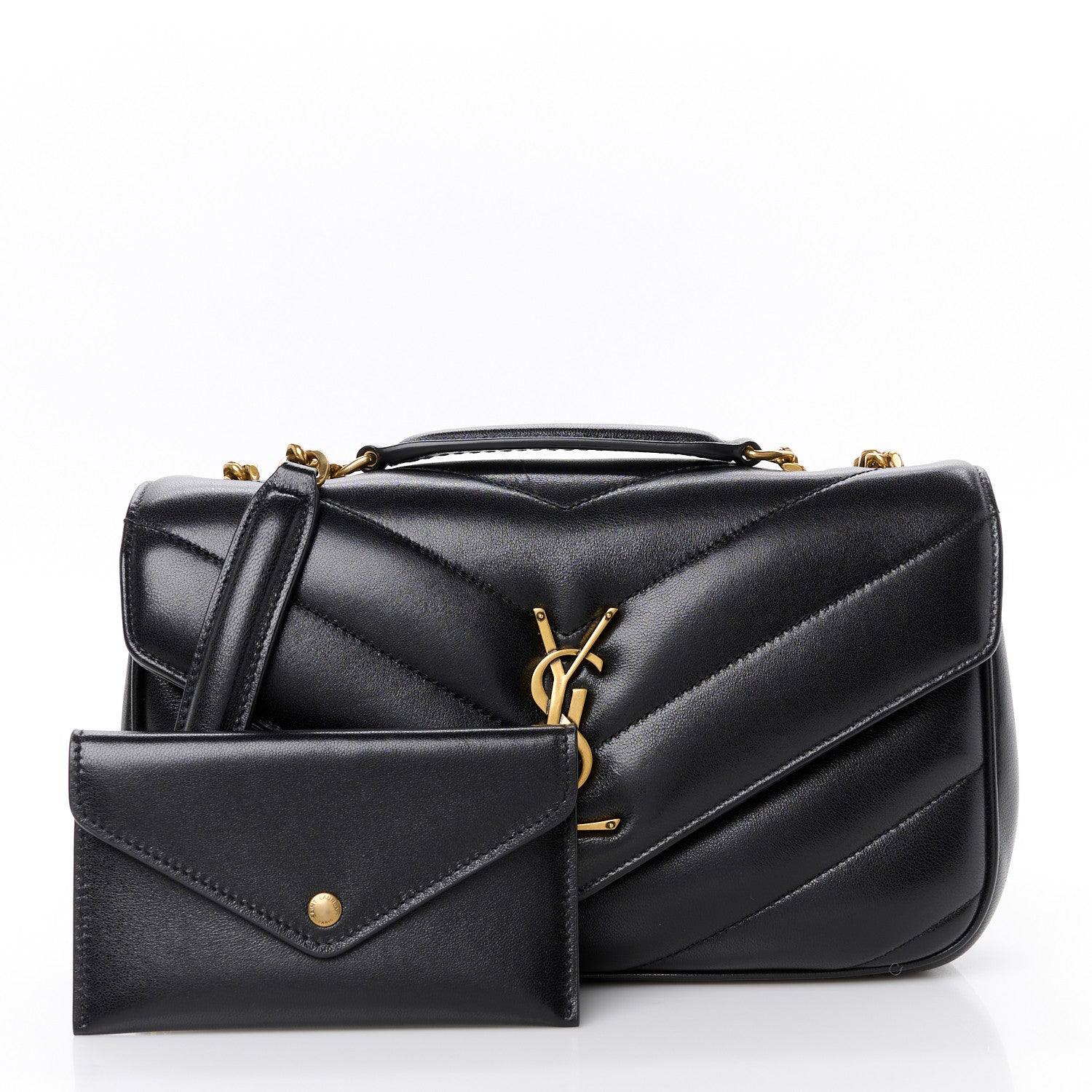 Saint Laurent Lambskin Chevron Quilted Small Loulou Black 4 of 13