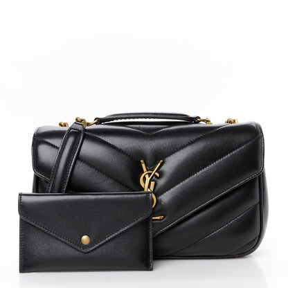 Saint Laurent Lambskin Chevron Quilted Small Loulou Black 4 of 13