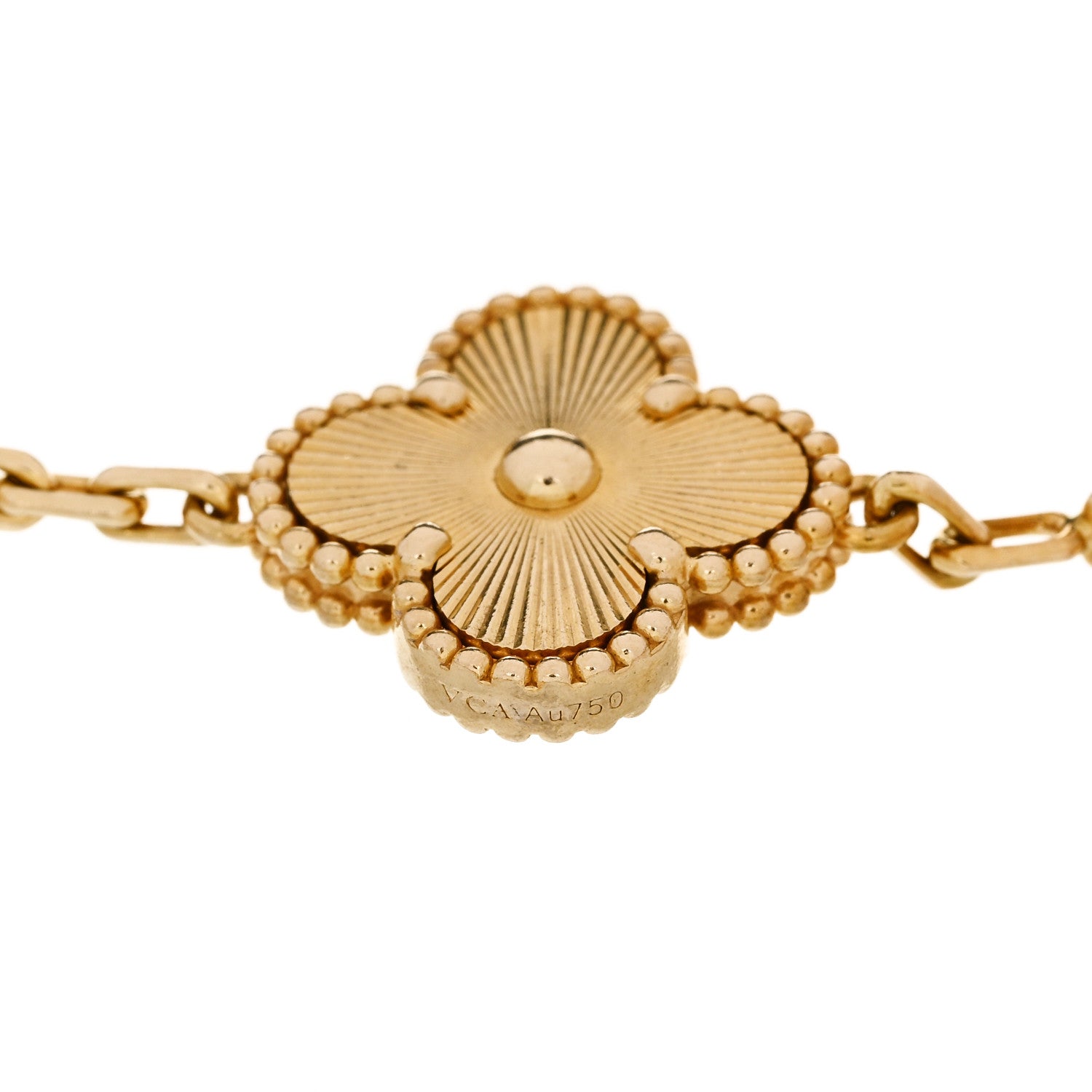 Van Cleef & Arpels 18K Yellow Gold 5 Motifs Guilloche Vintage Alhambra Bracelet 4 of 5
