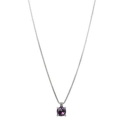 David Yurman Sterling Silver Diamond Amethyst 11mm Chatelaine Pendant Necklace 1 of 5