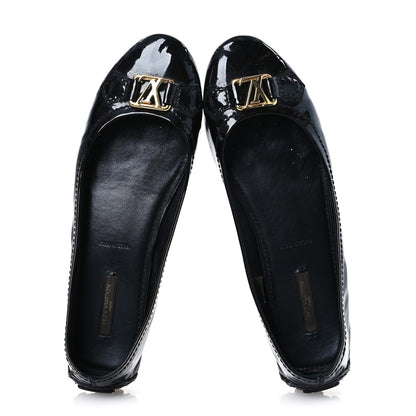 Louis Vuitton Patent Calfskin Oxford Ballerina Flats 38.5 Black 2 of 13