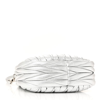 Miu Miu Metallic Nappa Matelasse Mini Wander Hobo Cromo 4 of 9