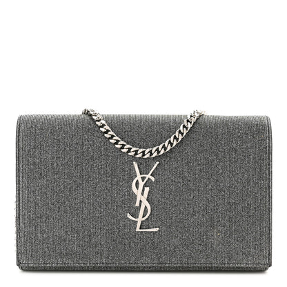 Saint Laurent Grained Metallic Calfskin Monogram Chain Wallet 1 of 12
