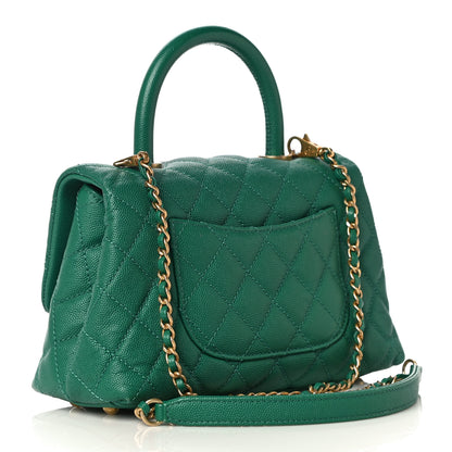 Chanel Caviar Quilted Mini Coco Handle Flap Green 3 of 10