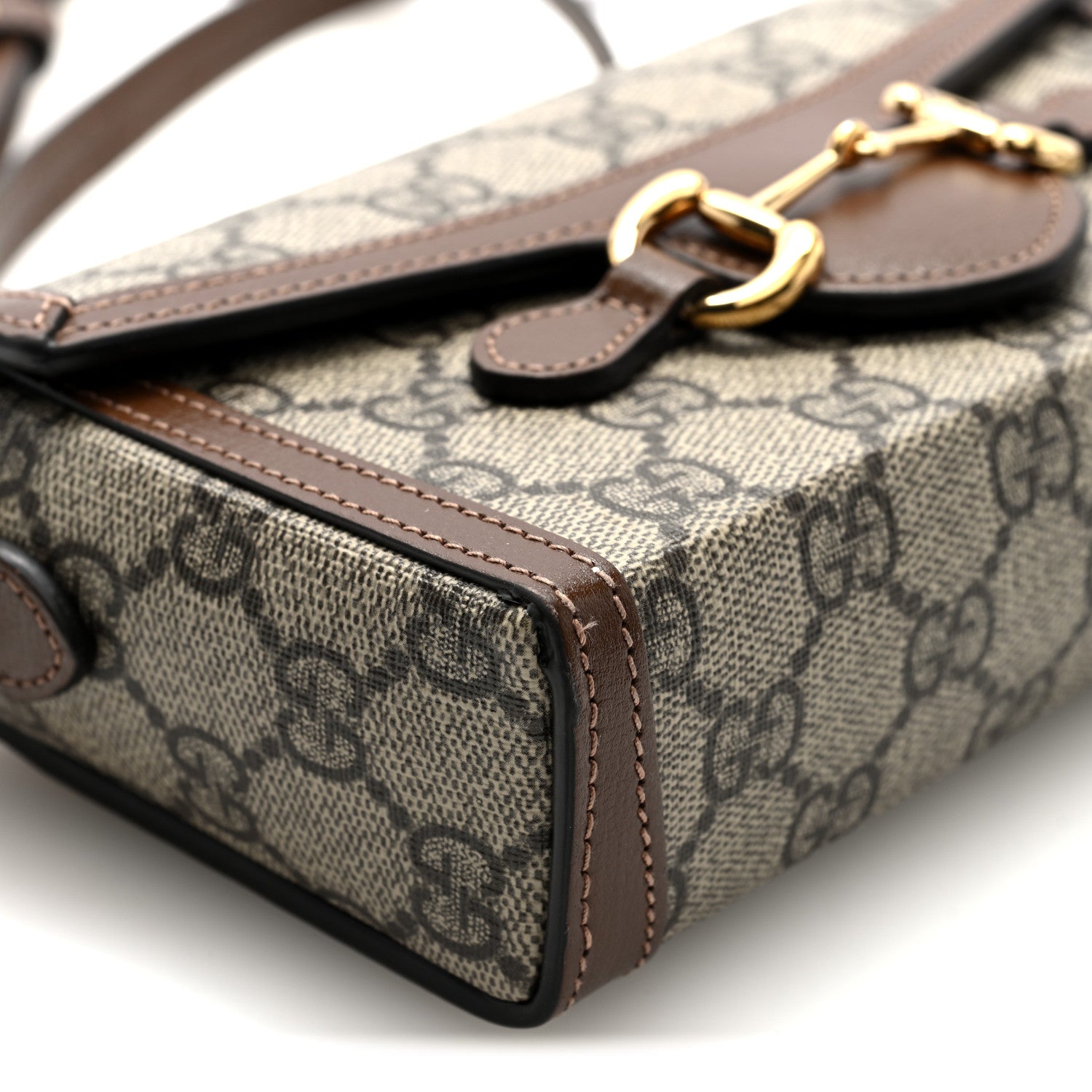 Gucci GG Supreme Monogram Mini Horsebit 1955 Shoulder Bag Beige Brown Sugar 9 of 11
