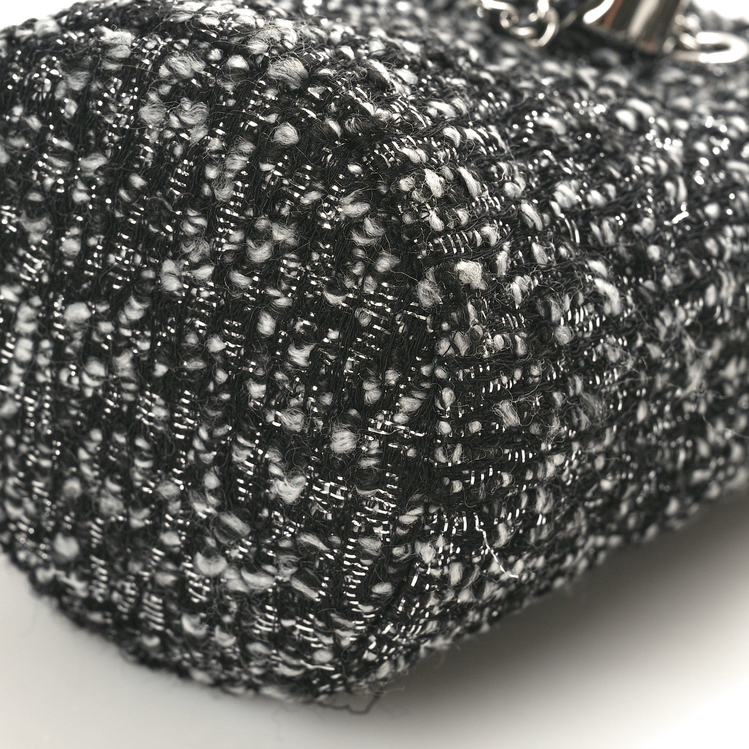 Chanel Tweed Mini Bucket Drawstring Bag Black Silver 10 of 10