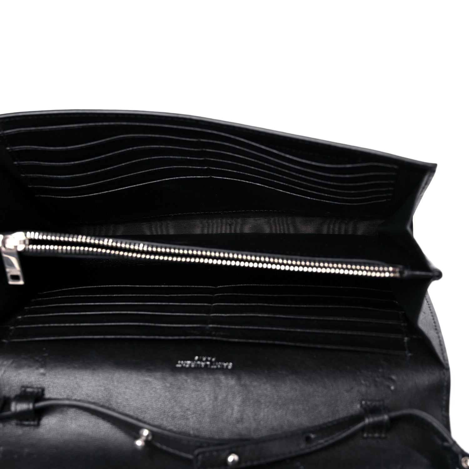 Saint Laurent Lambskin Bandana Studded Monogram Chain Wallet Black 5 of 15