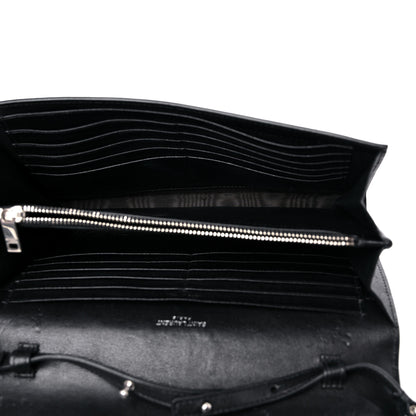Saint Laurent Lambskin Bandana Studded Monogram Chain Wallet Black 5 of 15